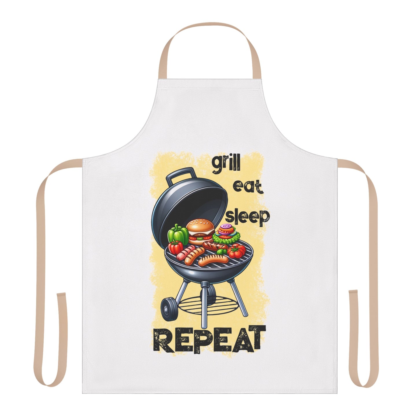 Grill Eat Sleep Repeat - Apron, 5-Color Straps (AOP)