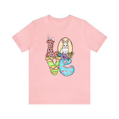 Easter Bunny Love Block Unisex Jersey Short Sleeve Tee - Variety of colors available