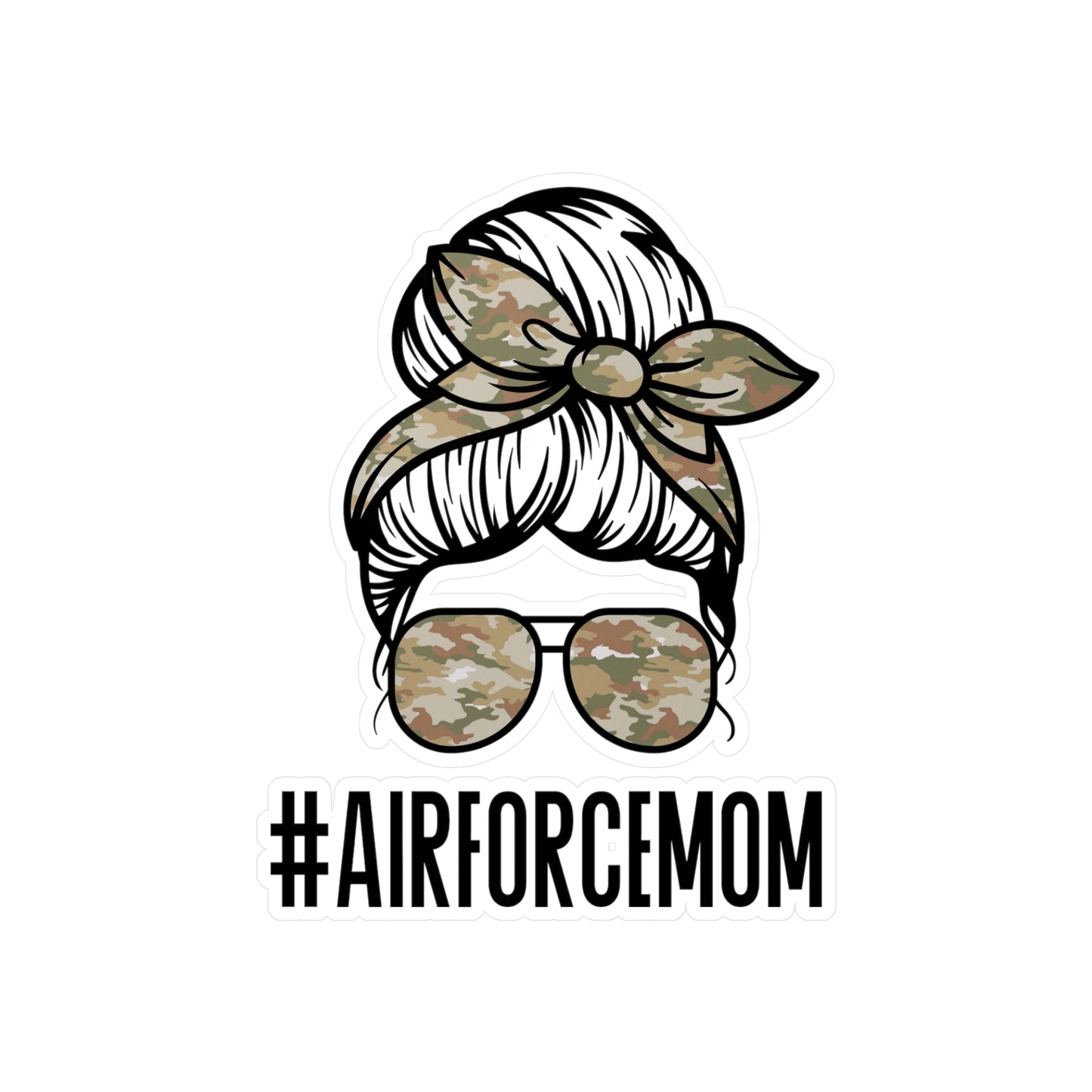 #AirForceMom Messy Bun Kiss-Cut Vinyl Decals