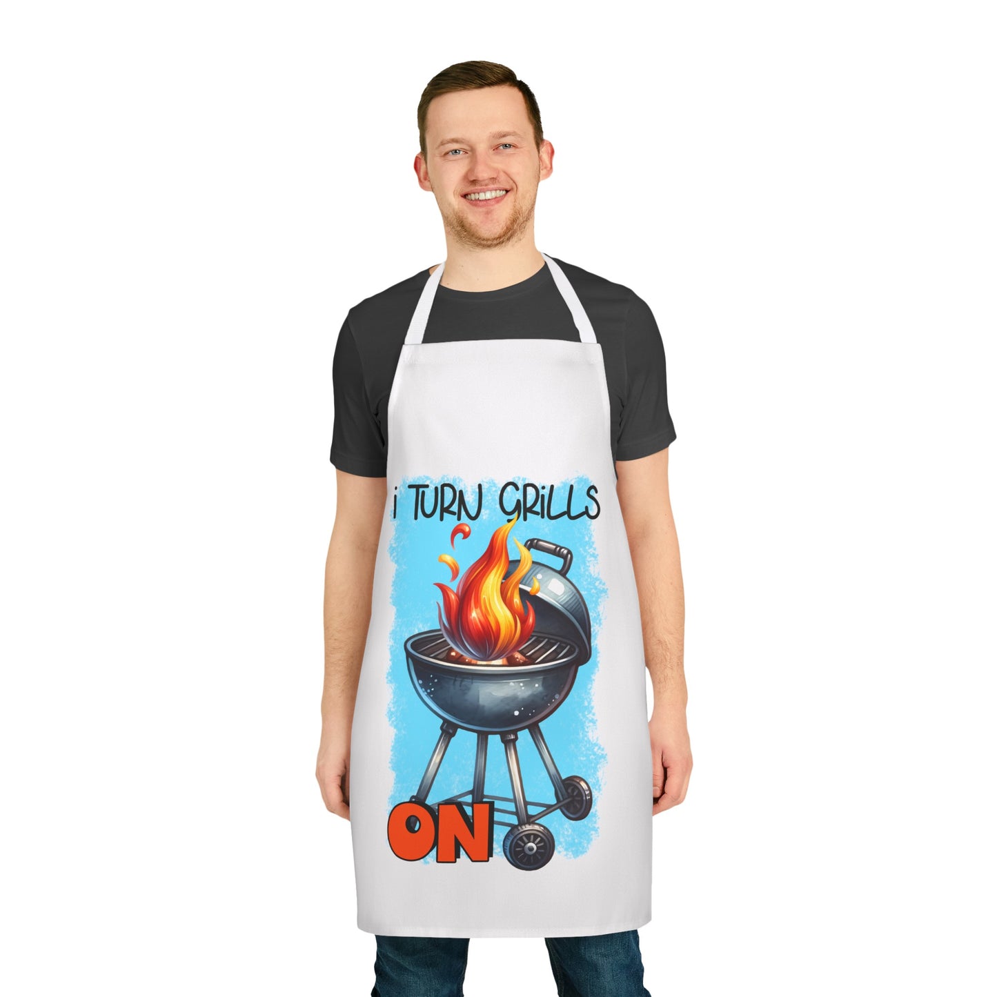 I Turn Grills On BBQ - Funny Apron, 5-Color Straps (AOP)