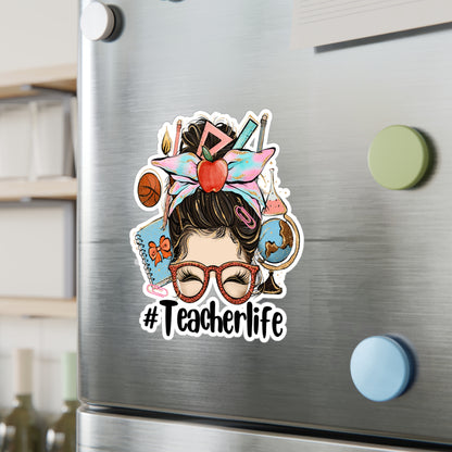 #TeacherLife Messy Bun Kiss-Cut Vinyl Decal