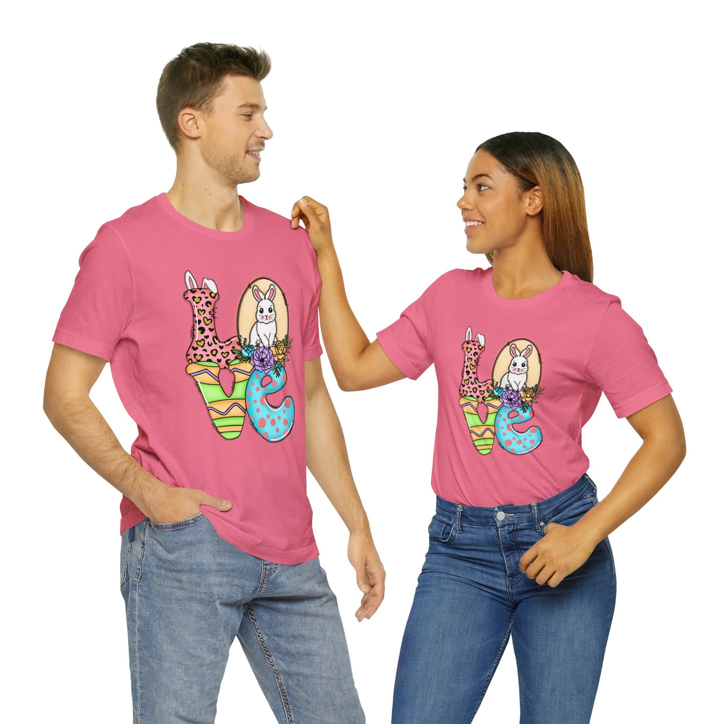 Easter Bunny Love Block Unisex Jersey Short Sleeve Tee - Variety of colors available