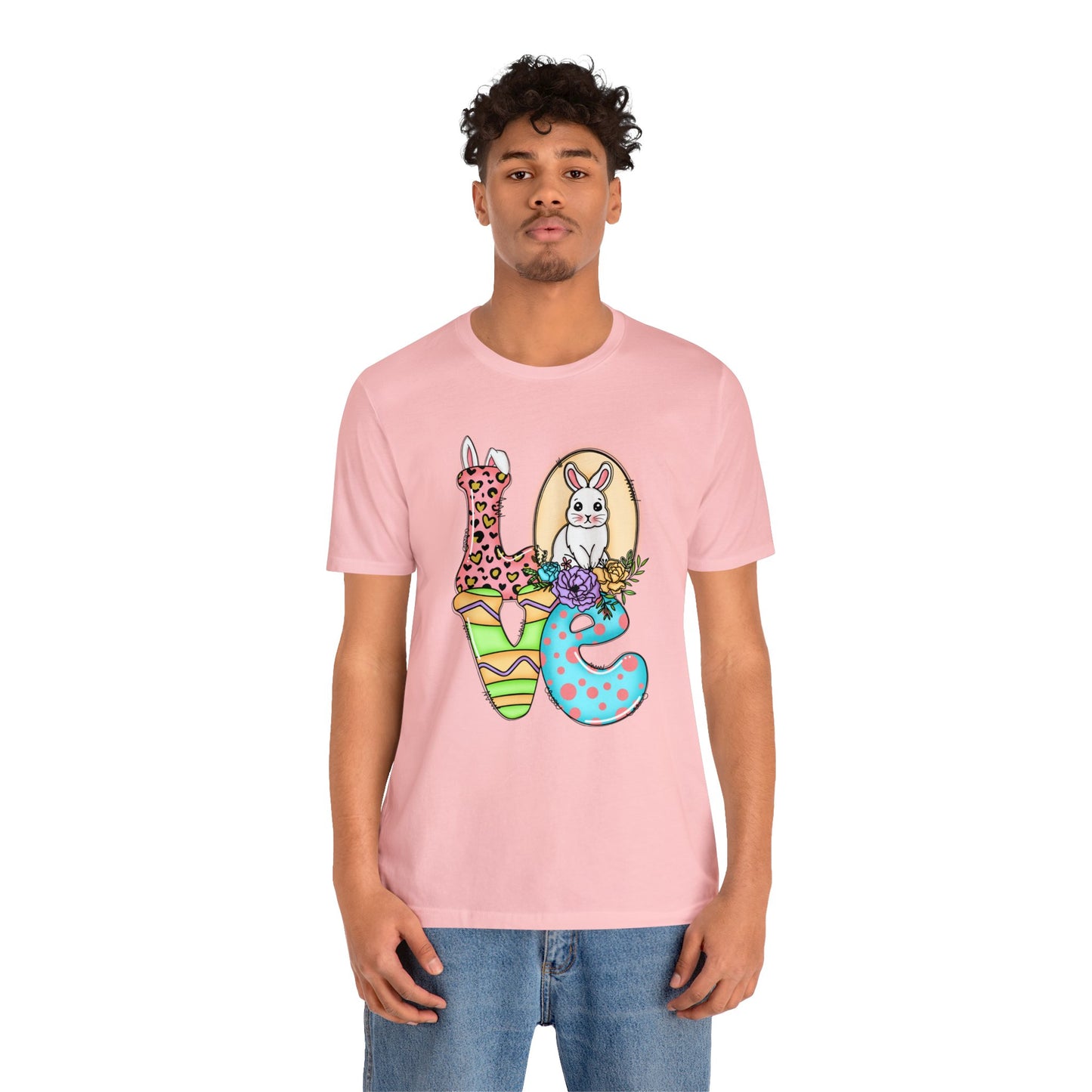 Easter Bunny Love Block Unisex Jersey Short Sleeve Tee - Variety of colors available