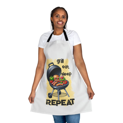 Grill Eat Sleep Repeat - Apron, 5-Color Straps (AOP)