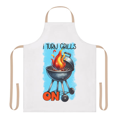 I Turn Grills On BBQ - Funny Apron, 5-Color Straps (AOP)