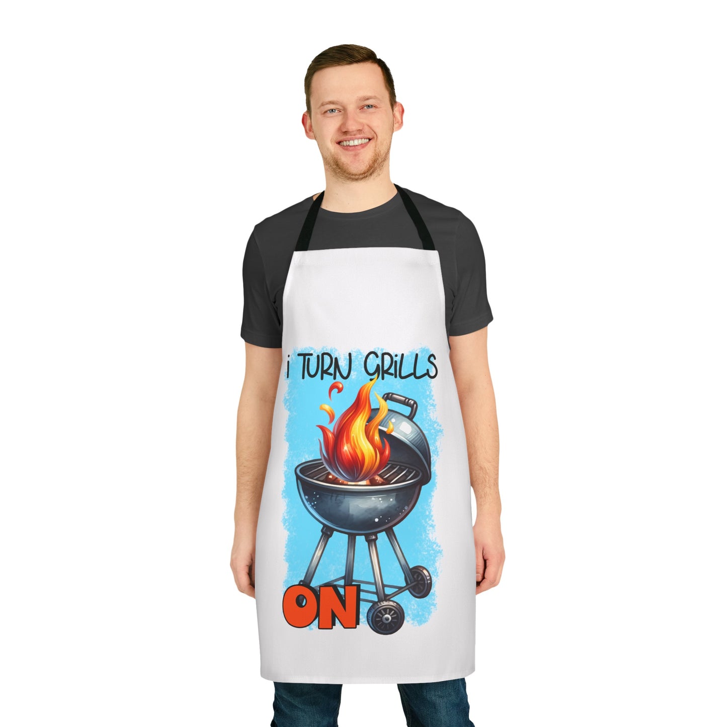 I Turn Grills On BBQ - Funny Apron, 5-Color Straps (AOP)