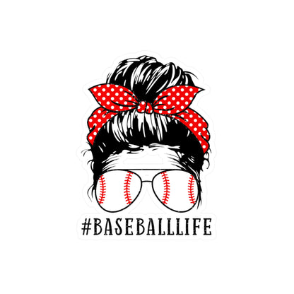 #BaseballLife Messy Bun Kiss-Cut Vinyl Decals