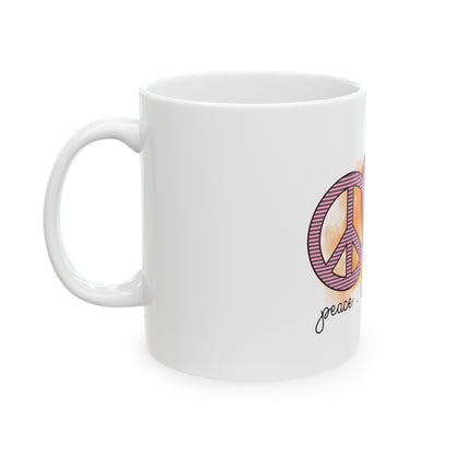 Peace Love Christmas Ceramic Mug, (11oz)