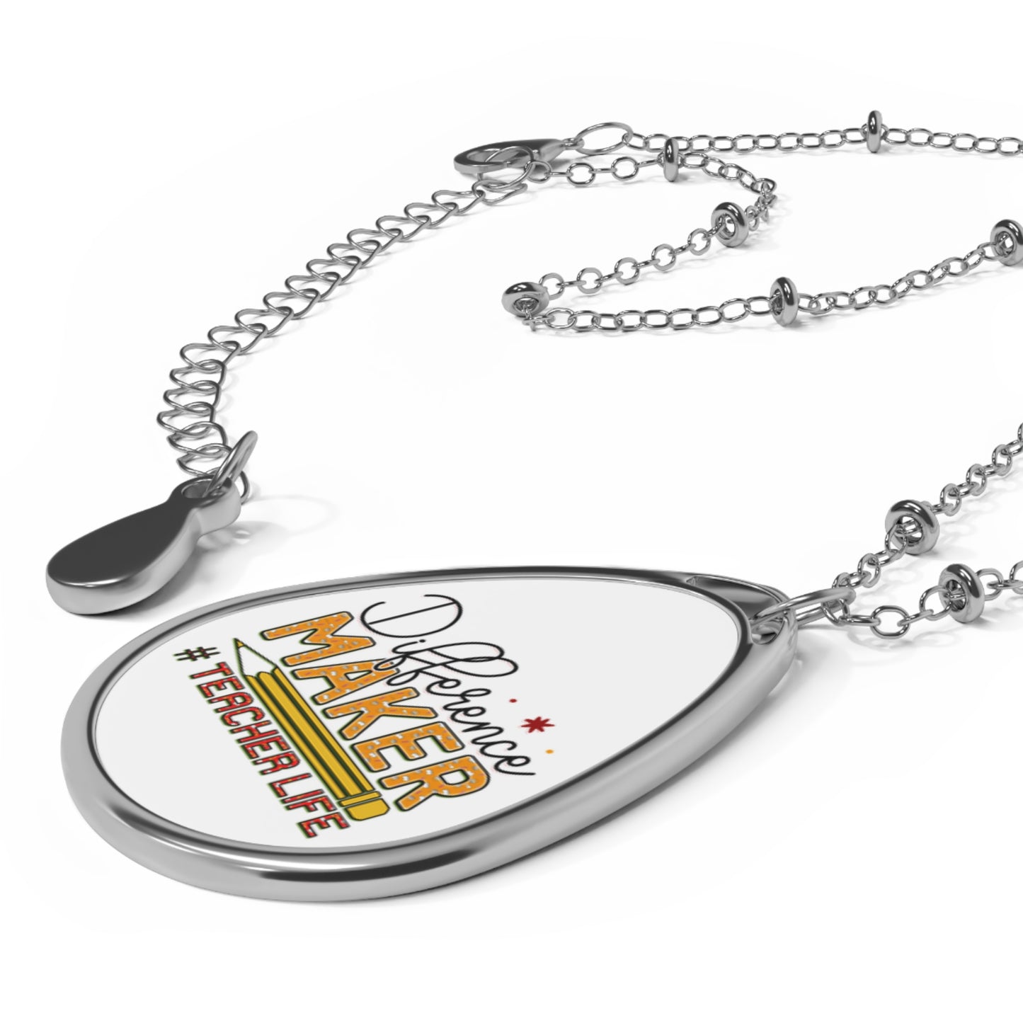 Difference Maker Teacher Life Oval Necklace