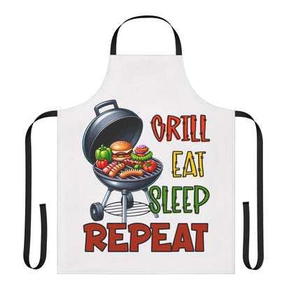 Grill Eat Sleep Repeat Apron, 5-Color Straps (AOP)