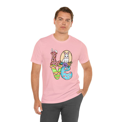 Easter Bunny Love Block Unisex Jersey Short Sleeve Tee - Variety of colors available