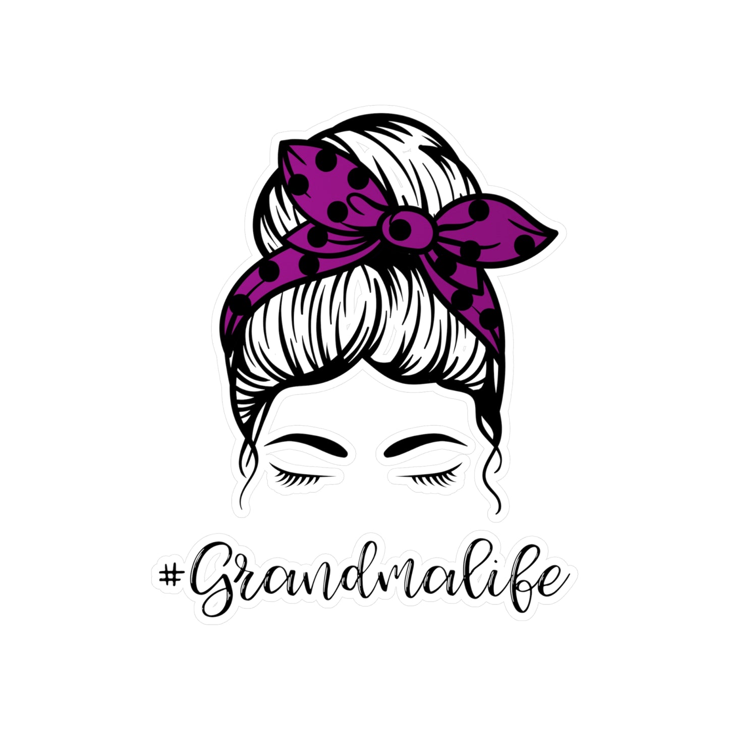 #GrandmaLife Messy Bun Kiss-Cut Vinyl Decals