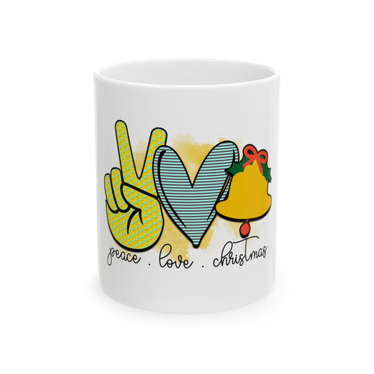 Peace Love Christmas Ceramic Mug, (11oz)