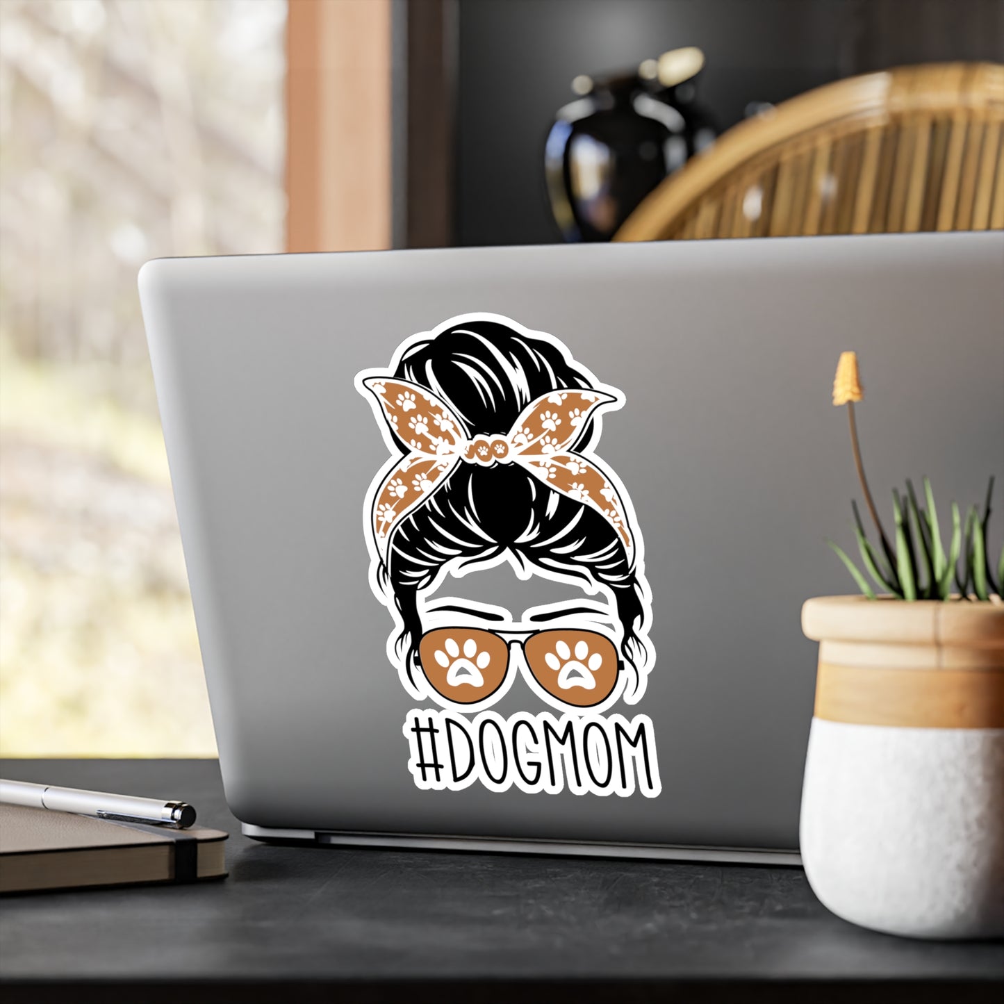 #DogMom Messy Bun Kiss-Cut Vinyl Decal