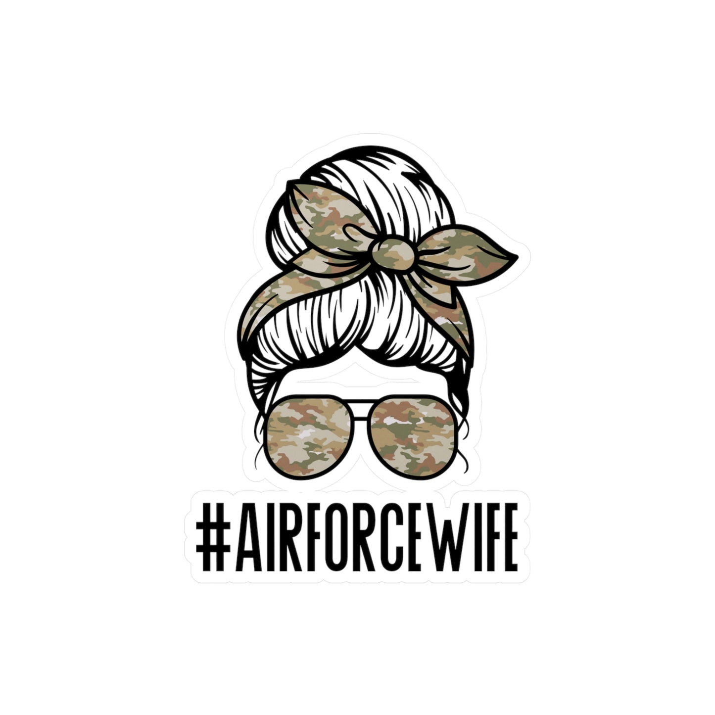 #AirForceWife Messy Bun Kiss-Cut Vinyl Decals