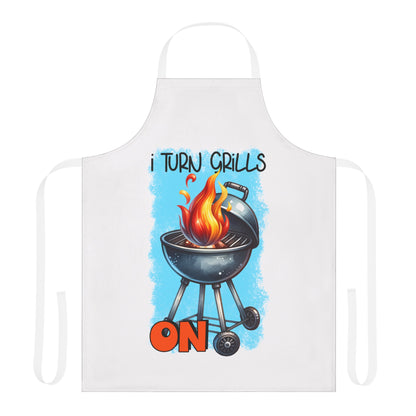 I Turn Grills On BBQ - Funny Apron, 5-Color Straps (AOP)