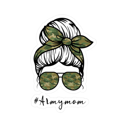 #ArmyMom Messy Bun Kiss-Cut Vinyl Decals