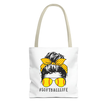 #SoftballLife Messy Bun Tote Bag (AOP)