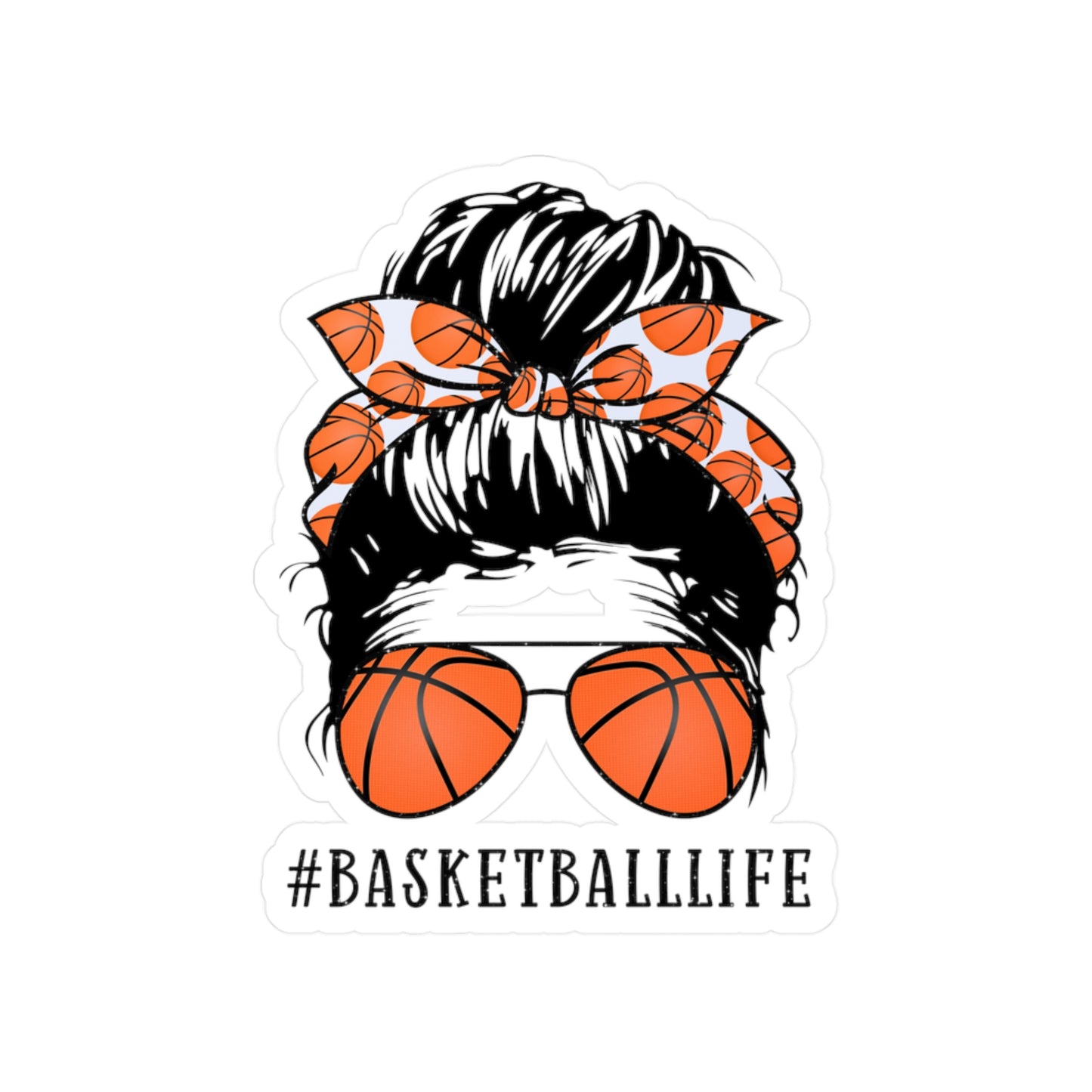 #BasketballLife Messy Bun Kiss-Cut Vinyl Decals