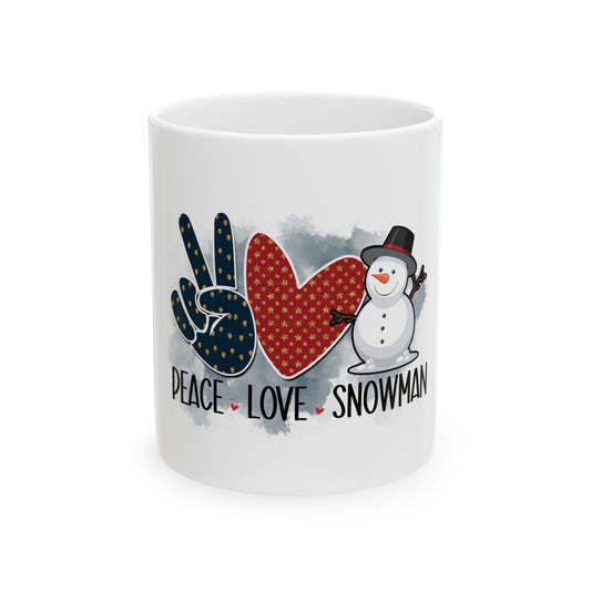 Peace Love Snowman Christmas Ceramic Mug, (11oz)