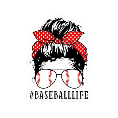 #BaseballLife Messy Bun Kiss-Cut Vinyl Decals