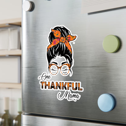 One Thankful Mama/Momma Messy Bun Thanksgiving Kiss-Cut Vinyl Decals