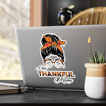 One Thankful Mama/Momma Messy Bun Thanksgiving Kiss-Cut Vinyl Decals