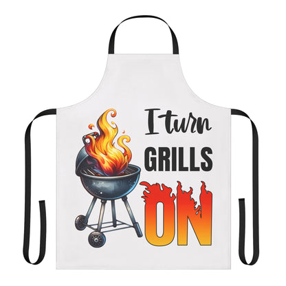 I Turn Grills On Apron, 5-Color Straps (AOP)