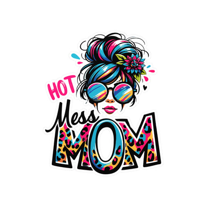 Hot Mess Mon Messy Bun Kiss-Cut Vinyl Decal