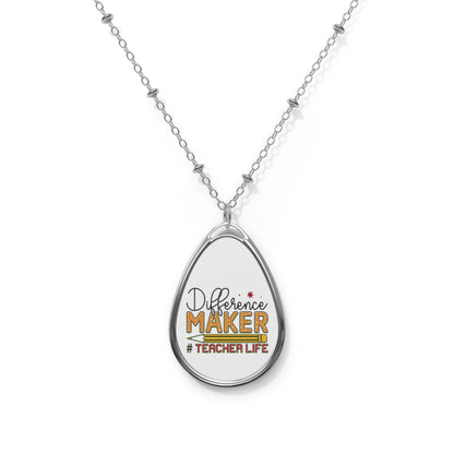 Difference Maker Teacher Life Oval Necklace