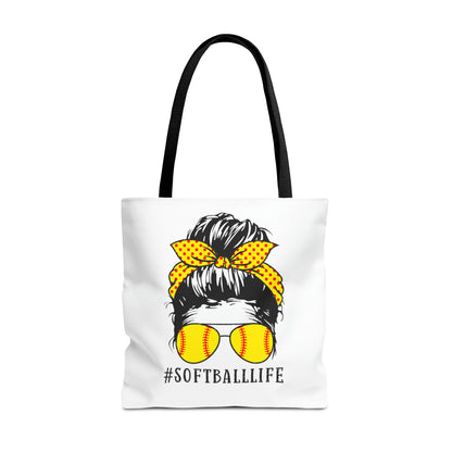 #SoftballLife Messy Bun Tote Bag (AOP)