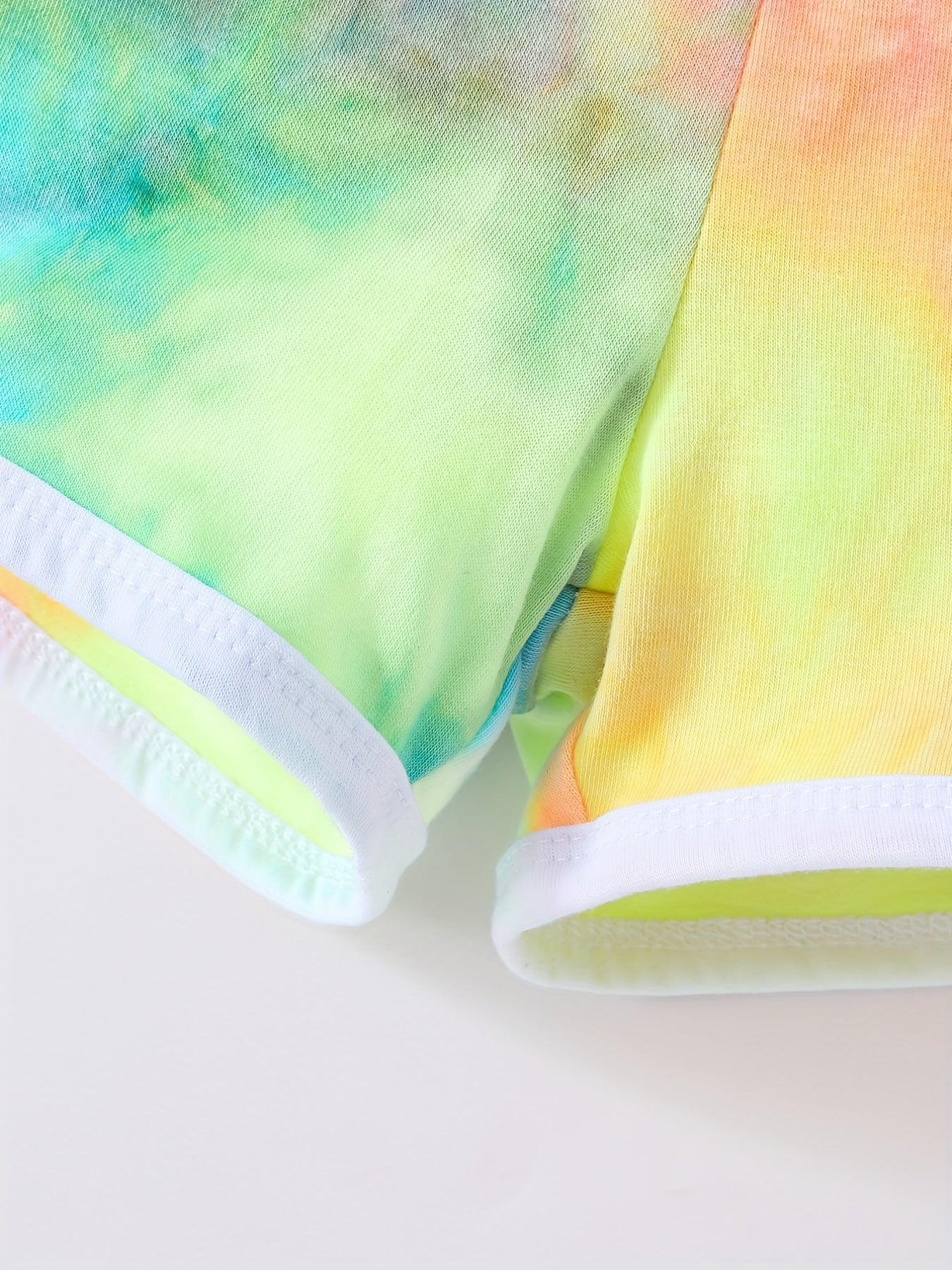 2pcs Toddler Girls Rainbow Tie Dye Tank Top & Elastic Waist Contrast Binding Track Shorts Set Kids Summer Clothes