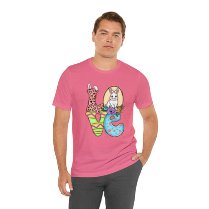 Easter Bunny Love Block Unisex Jersey Short Sleeve Tee - Variety of colors available