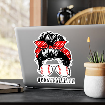 #BaseballLife Messy Bun Kiss-Cut Vinyl Decals