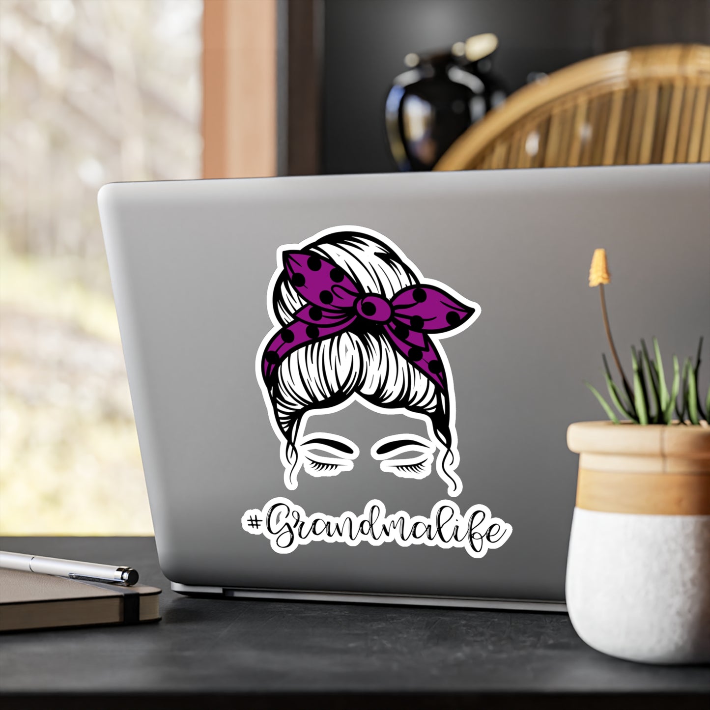 #GrandmaLife Messy Bun Kiss-Cut Vinyl Decals