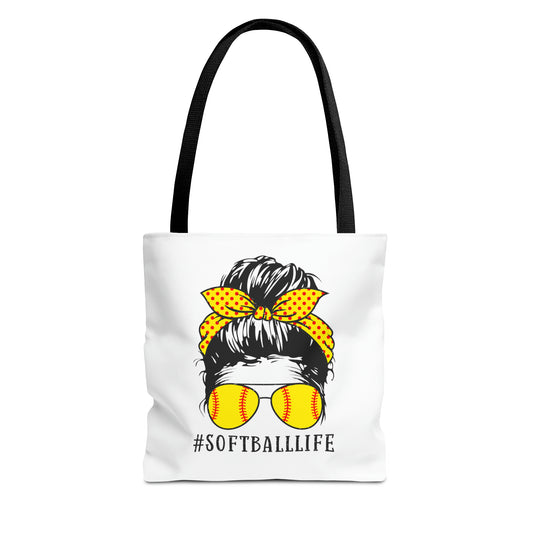 #SoftballLife Messy Bun Tote Bag (AOP)