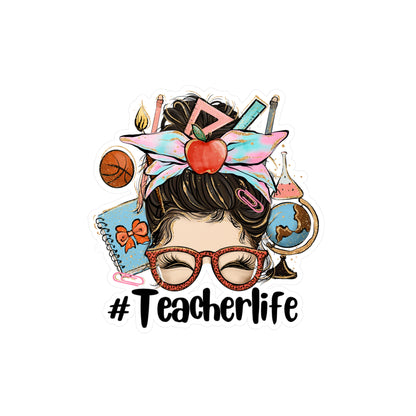 #TeacherLife Messy Bun Kiss-Cut Vinyl Decal