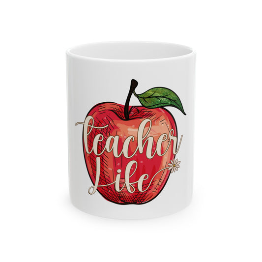 Teacher Life Apple Ceramic Mug, (11oz)