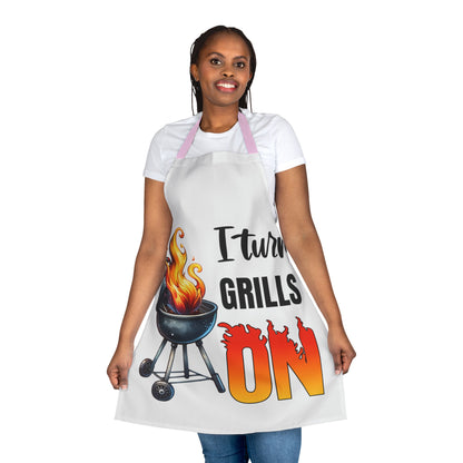 I Turn Grills On Apron, 5-Color Straps (AOP)