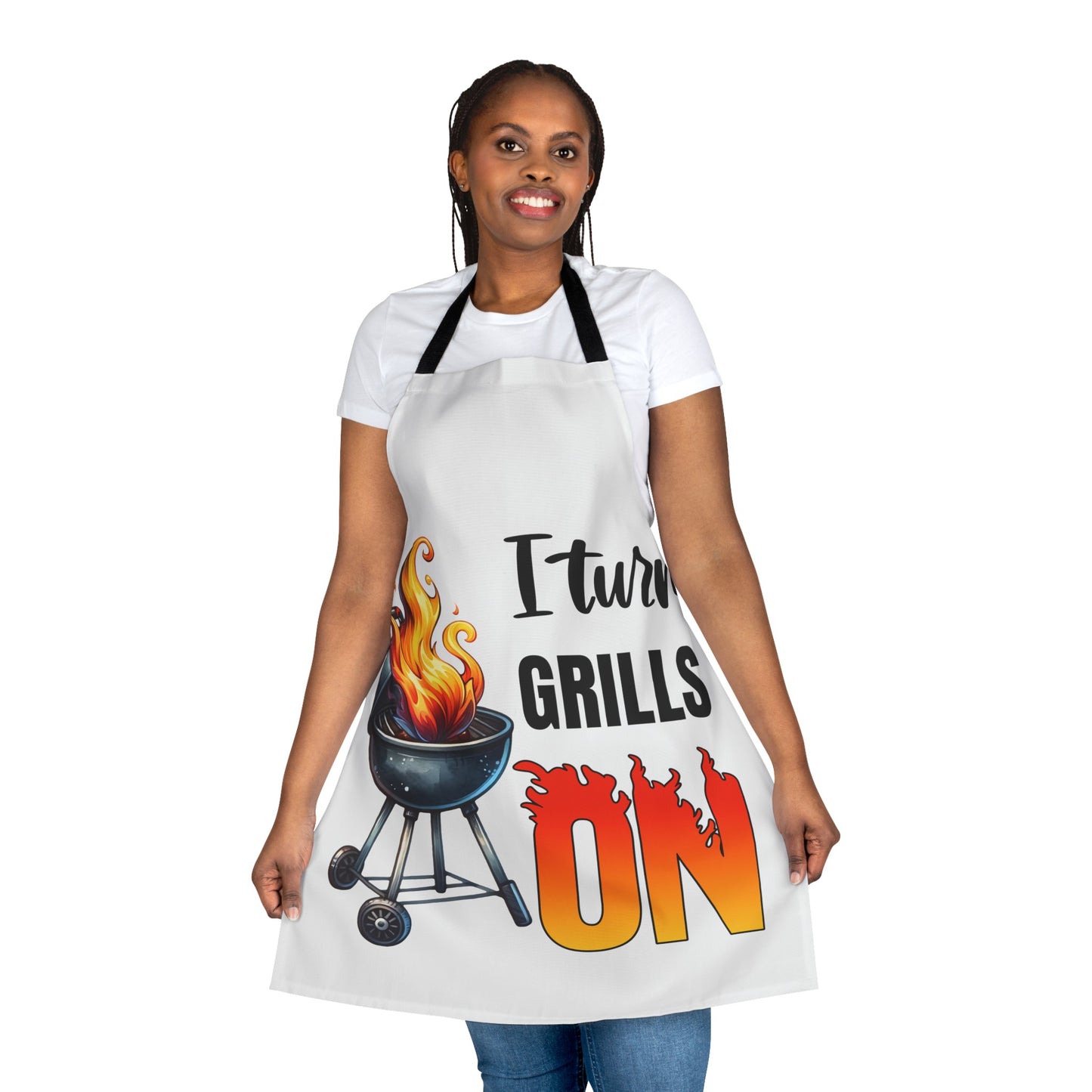 I Turn Grills On Apron, 5-Color Straps (AOP)