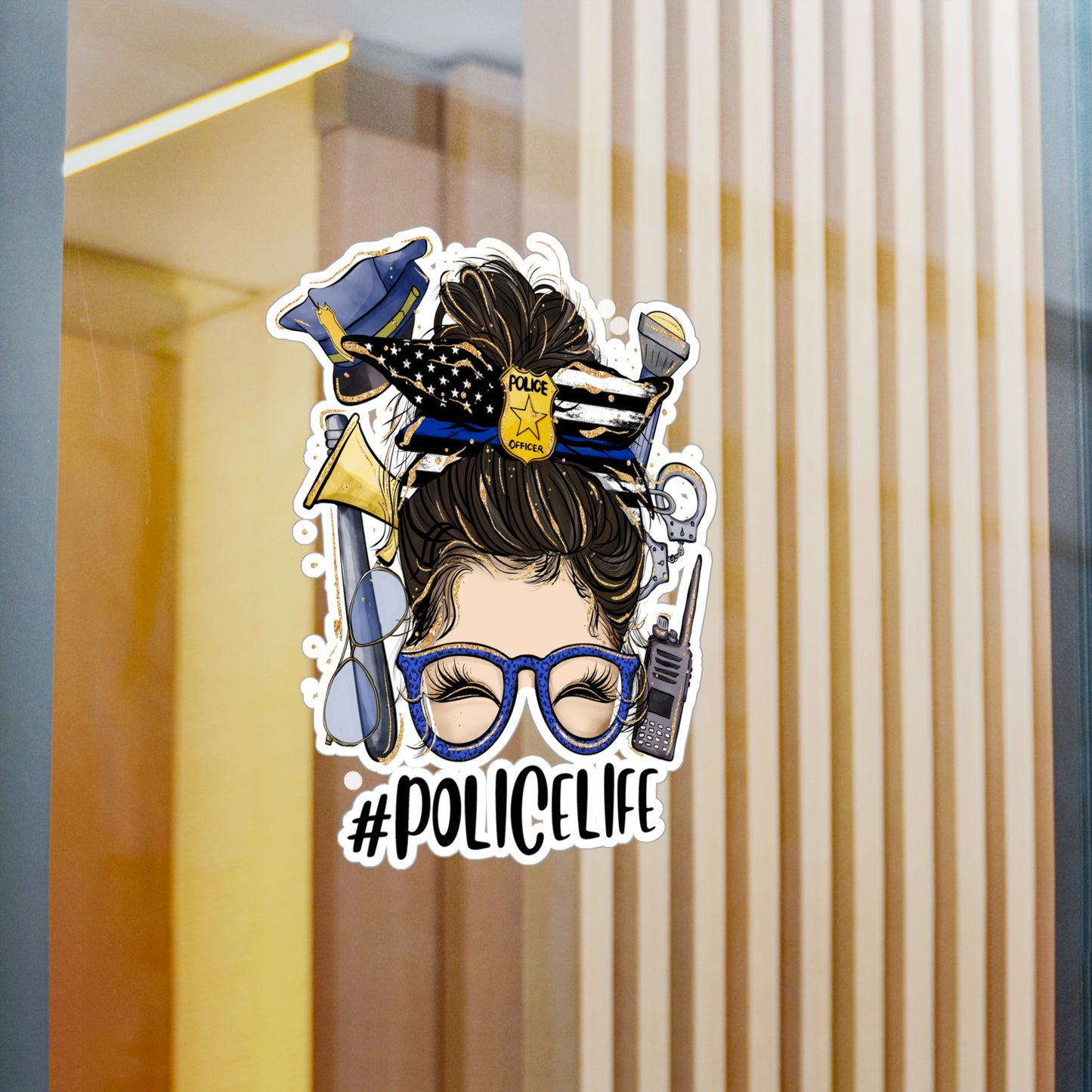 #PoliceLife Messy Bun Kiss-Cut Vinyl Decal