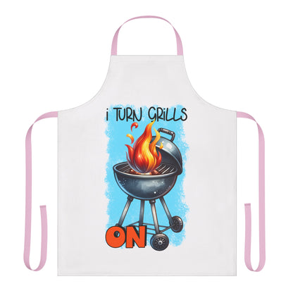 I Turn Grills On BBQ - Funny Apron, 5-Color Straps (AOP)