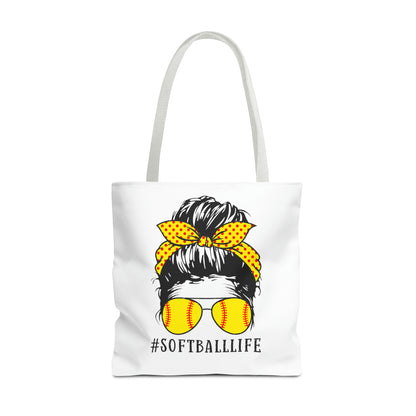 #SoftballLife Messy Bun Tote Bag (AOP)