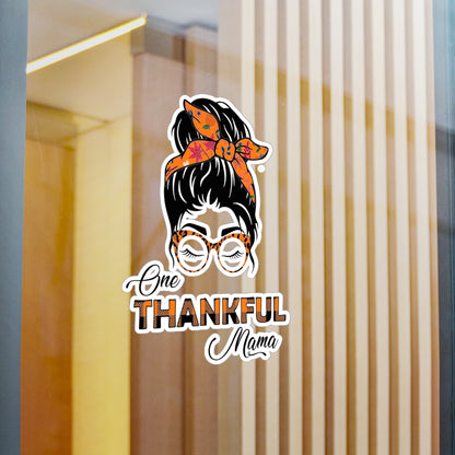 One Thankful Mama/Momma Messy Bun Thanksgiving Kiss-Cut Vinyl Decals