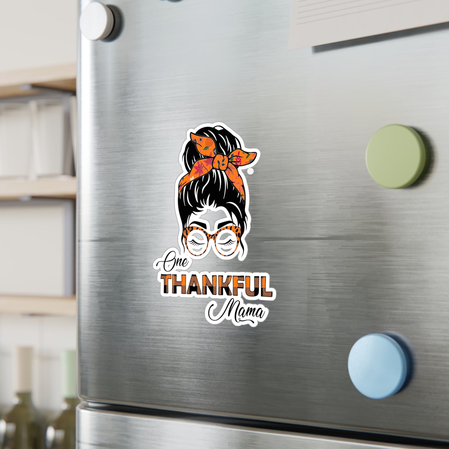 One Thankful Mama/Momma Messy Bun Thanksgiving Kiss-Cut Vinyl Decals