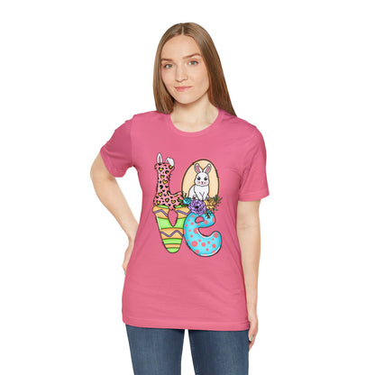 Easter Bunny Love Block Unisex Jersey Short Sleeve Tee - Variety of colors available