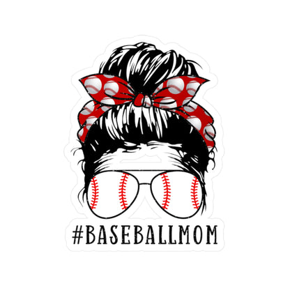 #BaseballMom Messy Bun Kiss-Cut Vinyl Decals