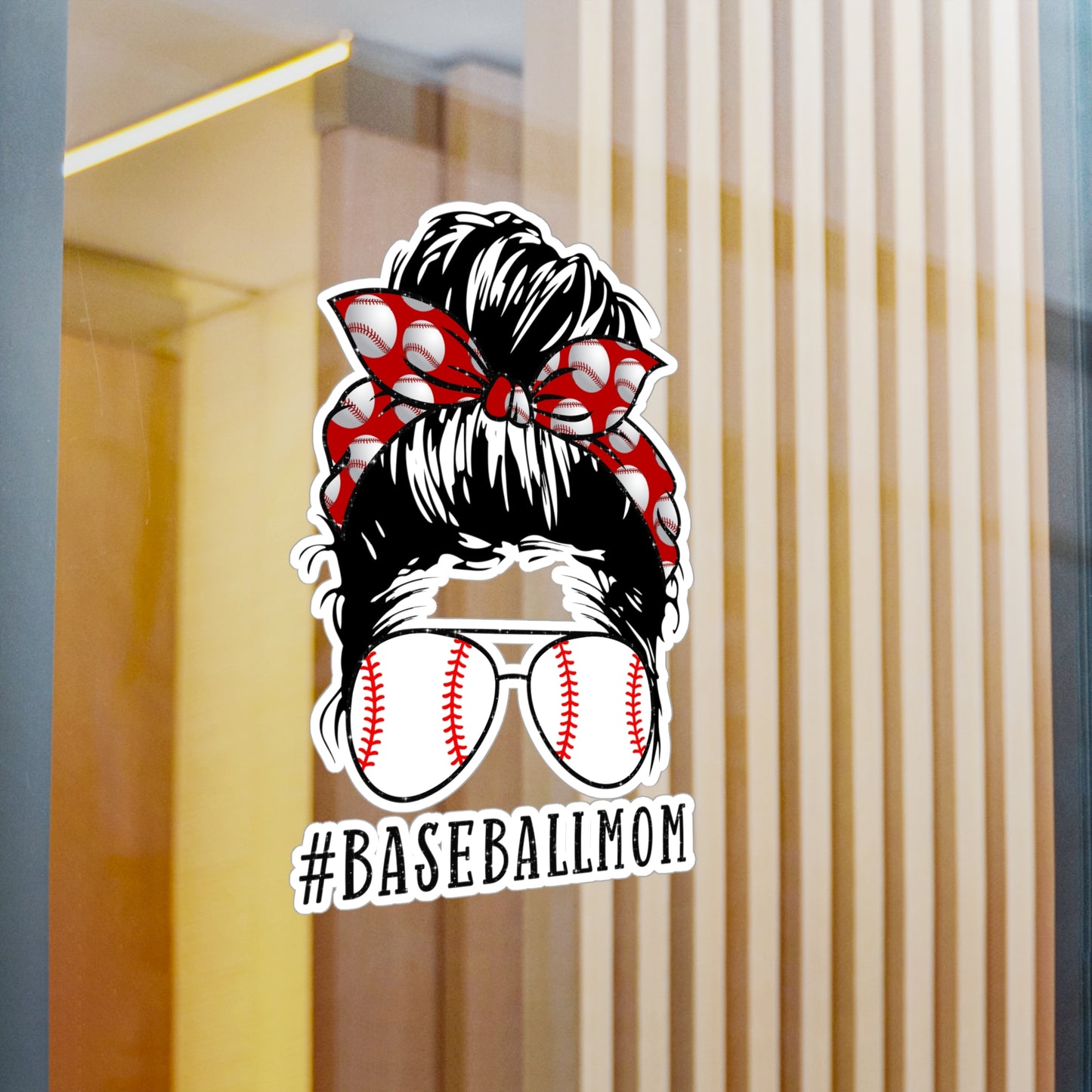 #BaseballMom Messy Bun Kiss-Cut Vinyl Decals