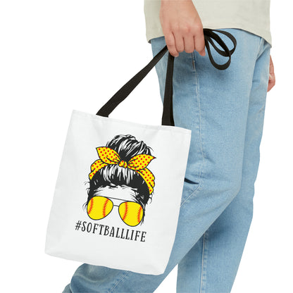 #SoftballLife Messy Bun Tote Bag (AOP)