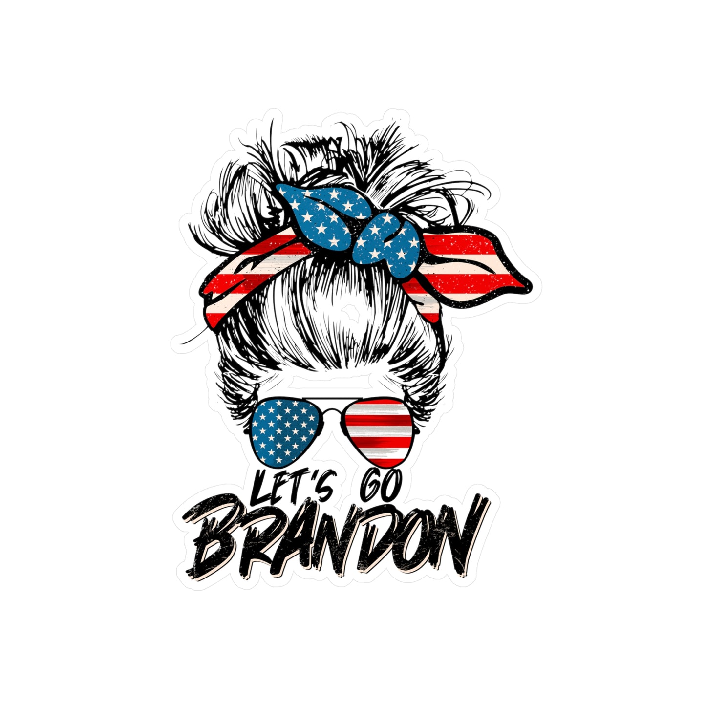 Let's Go Brandon MAGA Messy Bun Kiss-Cut Vinyl Decals